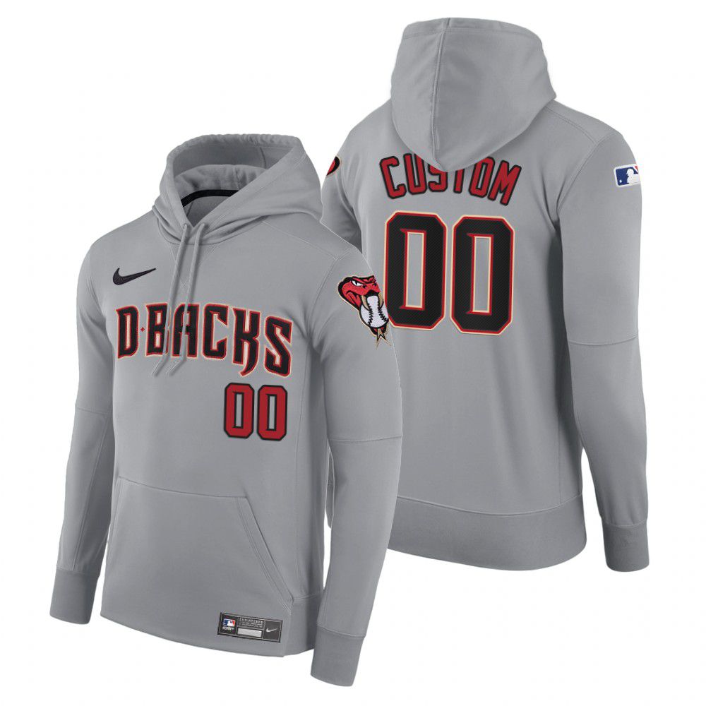 Men Arizona Diamondback 00 Custom gray road hoodie 2021 MLB Nike Jerseys